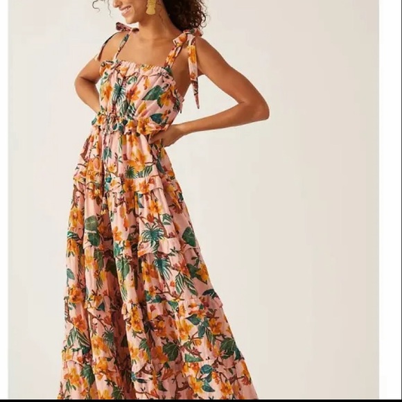 Anthropologie Dresses & Skirts - Anthropologie Farm Rio Square-Neck Tiered Maxi Dress
